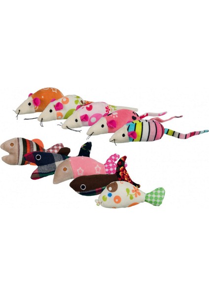 Kedi Oyuncağı Kedi Otlu Fare-Balık 9-12CM Yktsn