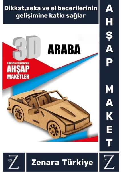 Premium Görsel Zeka El Becerisi Geliştirici Boyanabilir Puzzle Oyun Dekoratif Demonte Ahşap 3D Maket