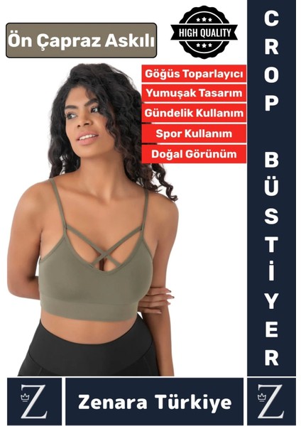 Luxery Göğüs Toparlayan Sarkma Önleyen Spor Gündelik Kullanım Ön Çapraz Askılı Micro Crop Büstiyer