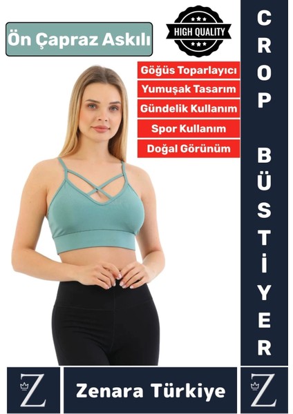Luxery Göğüs Toparlayan Sarkma Önleyen Spor Gündelik Kullanım Ön Çapraz Askılı Micro Crop Büstiyer