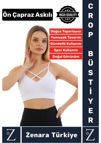 Luxery Göğüs Toparlayan Sarkma Önleyen Spor Gündelik Kullanım Ön Çapraz Askılı Micro Crop Büstiyer