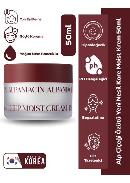 Leke Karşıtı,yoğun Nem Boncuklu Alp Çiçeği Özütü Yeni Nesil Kore Moist Krem 50ML