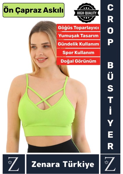Luxery Göğüs Toparlayan Sarkma Önleyen Spor Gündelik Kullanım Ön Çapraz Askılı Micro Crop Büstiyer