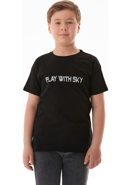 %100 Pamuk Play With Sky Baskılı Erkek Çocuk Tişört