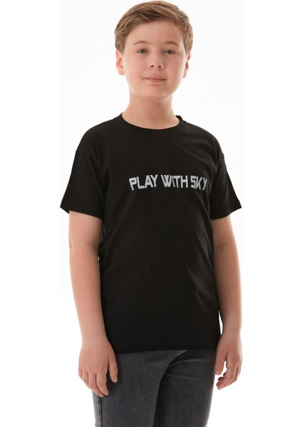 %100 Pamuk Play With Sky Baskılı Erkek Çocuk Tişört modelleri