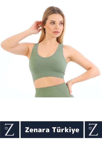 Özel Model Göğüs Toparlayan Sarkma Önleyen Gündelik Spor Kullanım Kalın Askılı Fitilli Crop Büstiyer