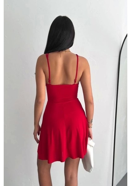 Ince Çift Askılı Mini Elbise
