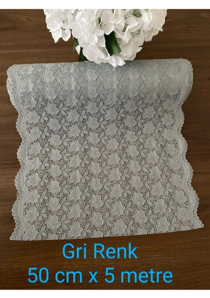 Dantel Pvc Buz Dolabı Ayakkabılık Raf Dolap Çekmece Örtüsü / Eni : 50 cm x 5 mt Renk Gri- K.GÜL02