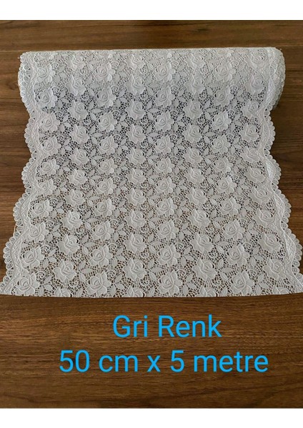 Dantel Pvc Buz Dolabı Ayakkabılık Raf Dolap Çekmece Örtüsü / Eni : 50 cm x 5 mt Renk Gri- K.GÜL02