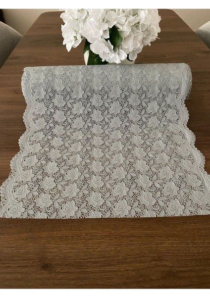 Dantel Pvc Buz Dolabı Ayakkabılık Raf Dolap Çekmece Örtüsü / Eni : 50 cm x 5 mt Renk Gri- K.GÜL02