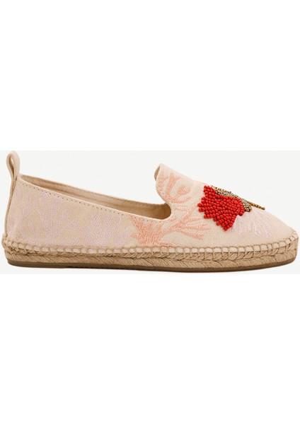 Işleme Detaylı Düz Taban Espadril