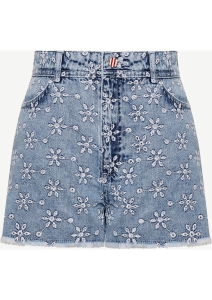 Nakış Detaylı Denim Şort