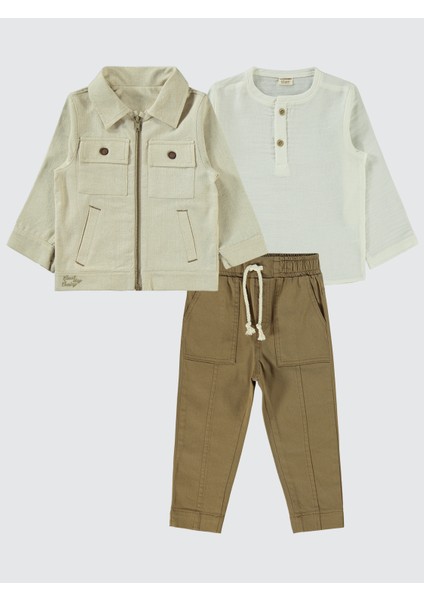 Erkek Çocuk 3'lü Takım 2-5 Yaş Bej