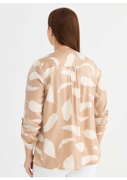 V Yaka Emprime Bej Kadın Bluz 25YSL8131 fırsatları