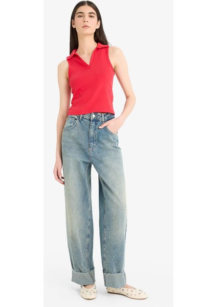 Slim Fit Dar Kesim Polo Yaka Ribana Kırmızı Atlet F4433AX25SM fiyatları