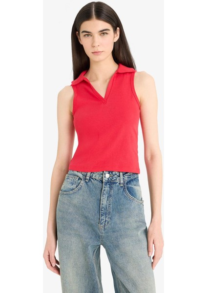 Slim Fit Dar Kesim Polo Yaka Ribana Kırmızı Atlet F4433AX25SM modelleri