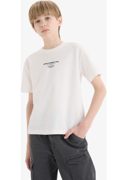 Erkek Çocuk Bisiklet Yaka Baskılı Kısa Kollu Tişört