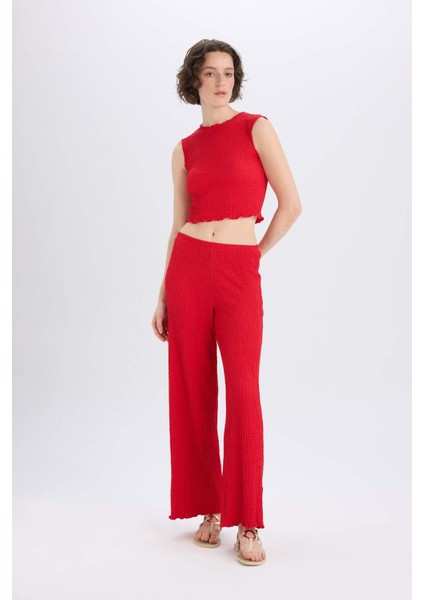 Regular Fit Beli Lastikli Basic Düz Bürümcük Pantolon D4415AX25SP