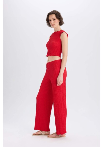 Regular Fit Beli Lastikli Basic Düz Bürümcük Pantolon D4415AX25SP