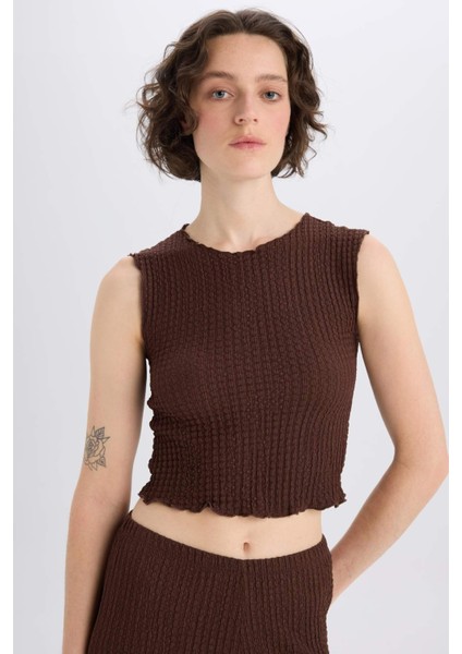 Slim Fit Dar Kesim Bisiklet Yaka Bürümcük Atlet E0999AX25SP
