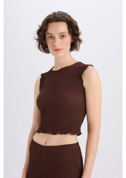 Slim Fit Dar Kesim Bisiklet Yaka Bürümcük Atlet E0999AX25SP