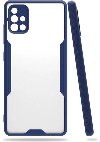 Samsung Galaxy A71 Kılıf Platin Silikon - Lacivert Ferrg