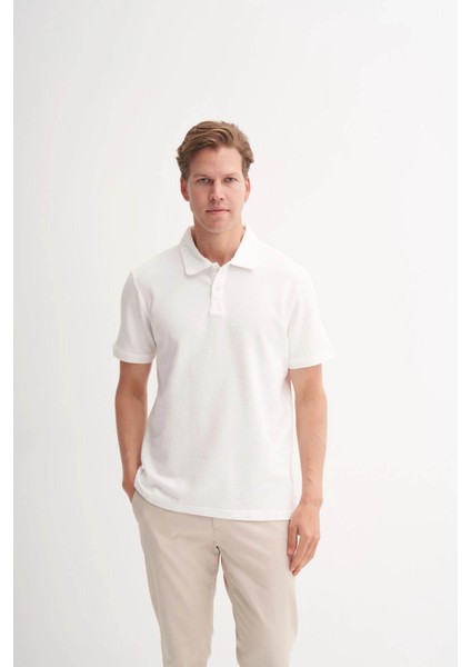 Polo Yaka Ekru Erkek T-Shirt 4126 fiyatları