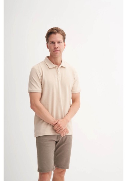 Polo Yaka Bej Erkek T-Shirt 4126 fırsatları