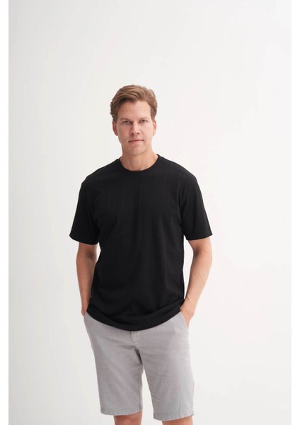 Bisiklet Yaka Siyah Erkek T-Shirt 4121