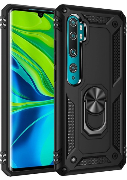 Xiaomi Mi Note 10 Lite Kılıf Sofya Yüzüklü Silikon Kapak - Siyah Ferrg