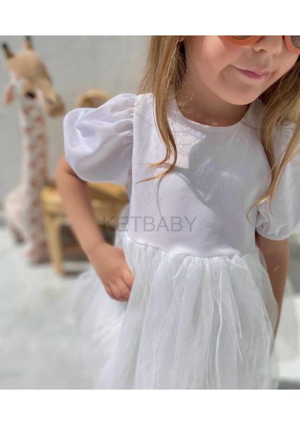 Kız Çocuk Balon Kol Elbise Ketbaby HPN004