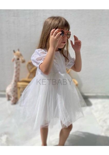 Kız Çocuk Balon Kol Elbise Ketbaby HPN004