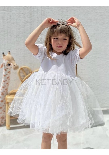 Kız Çocuk Balon Kol Elbise Ketbaby HPN004