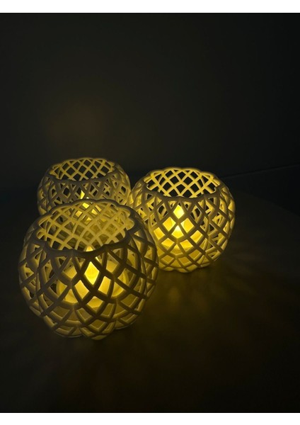 Luxury Mini Balkabağı Tea Light Holder - 3D Baskı Dekoratif Mumluk (3 Adet) 1 Adet
