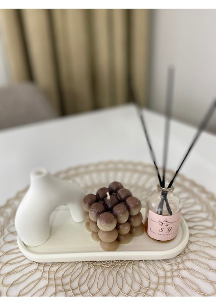 Luxury Dekoratif ve Hediyelik Lavanta Kokulu Bubble Mum Fil Ayağı Vazo ve Vanilya Kokusu 1 Adet
