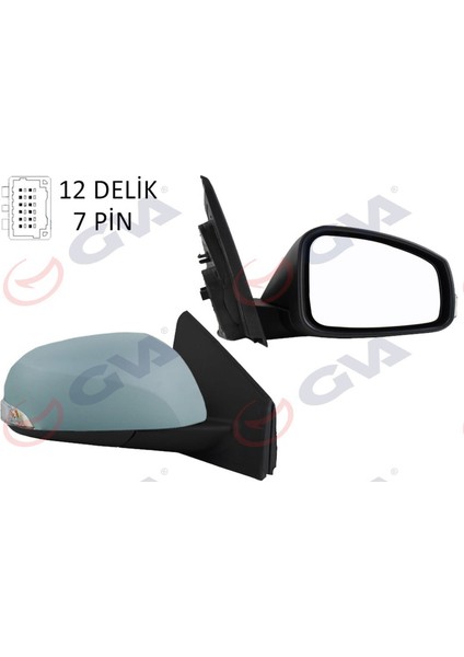 Diş Dikiz Aynasi Sağ Megane-Fluence 08 Elektrikli Isitmali Sinyalli Astarli Konveks 7 Fiş VM-6138EHPR Gnzrz