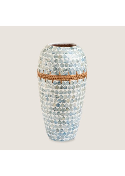 Hanoi Capiz Vazo 44 cm Beyaz/açık Mavi