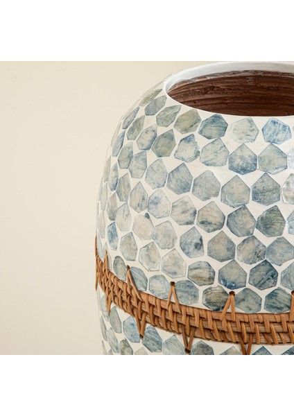 Hanoi Capiz Vazo 44 cm Beyaz/açık Mavi fiyatları