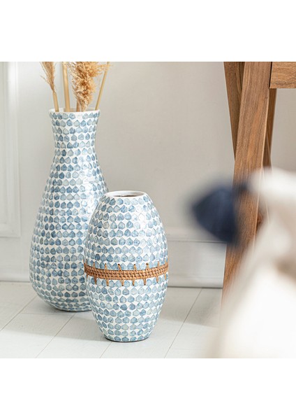 Hanoi Capiz Vazo 38 cm Beyaz/açık Mavi fiyatları