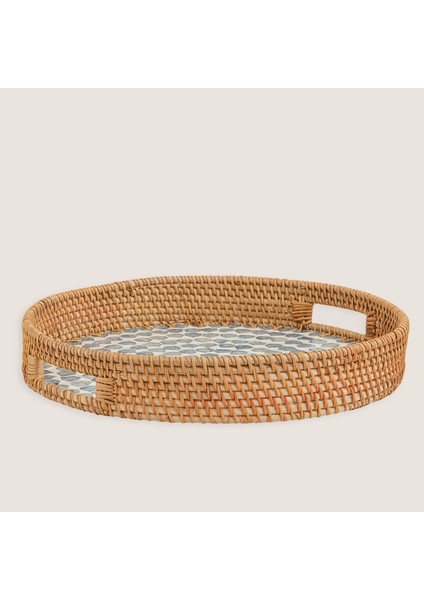 Hanoi Dekoratif Tepsi 37 cm Beyaz/açık Mavi