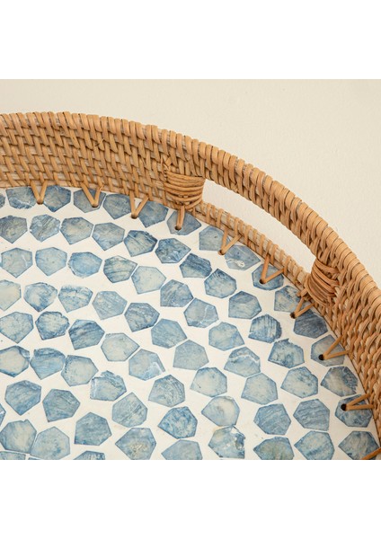 Hanoi Dekoratif Tepsi 37 cm Beyaz/açık Mavi fırsatları