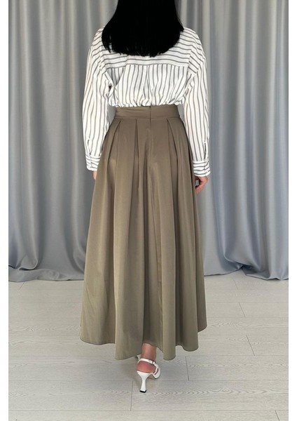 Haki Uzun Pileli Etek fırsatları