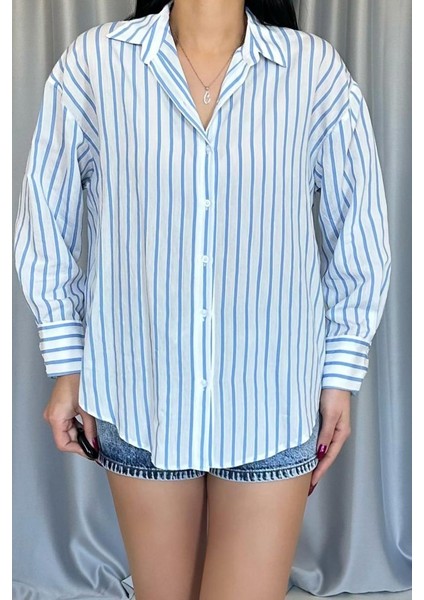 Mavi Çizgili Gömlek modelleri