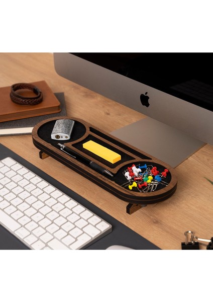 Luxury Mini Masaüstü Organizer Düzenleyici Ceviz MD02C 1 Adet