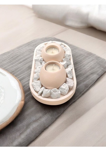 Luxury Minimalist Beyaz Dekoratif 3’lü Mumluk Seti – Doğal & Şık Tasarım 1 Adet modelleri