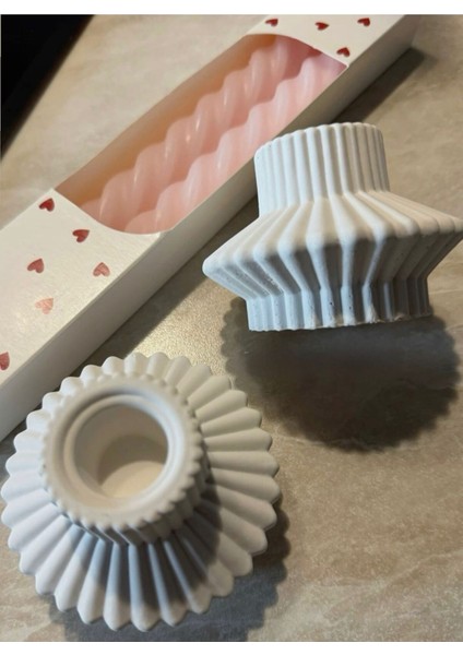 Luxury Tasarım Dekoratif Şamdan Mumluk, Beyaz Mumluk, Tealight Mumluk 1 Adet