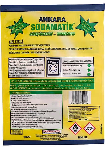 Sodamatik (1 kg x 2) Kireç Önleyici ve Beyazlatıcı (Tüller-Beyazlar-Renkliler)