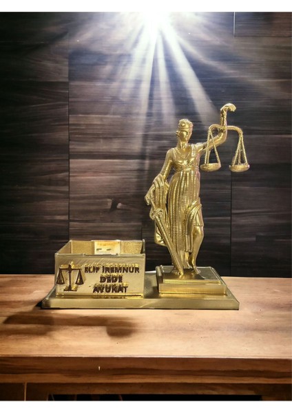 Luxury Gold Renk Themis Avukatlara Özel Masa Isimliği & Biyoplastik 1 Adet
