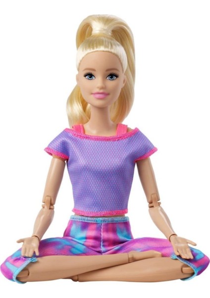 Luxury Barbie Sonsuz Hareket Bebeği Mor Renkli Spor Kıyafeti ile Sarışın Uzun Saçlı Bebek 1 Adet