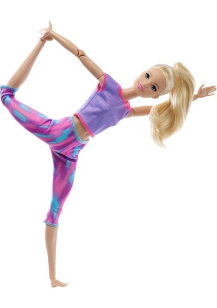 Luxury Barbie Sonsuz Hareket Bebeği Mor Renkli Spor Kıyafeti ile Sarışın Uzun Saçlı Bebek 1 Adet